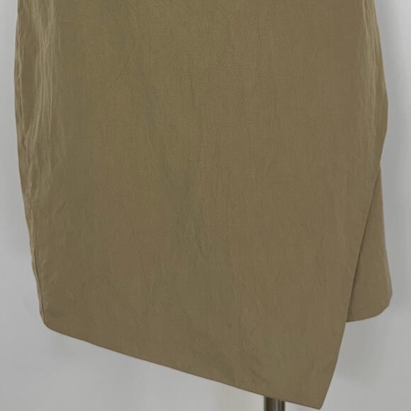 Escada Silk Pencil Skirt Asymmetrical Wrap Hem in Beige/Taupe Size 42 (US12) - Picture 4 of 11